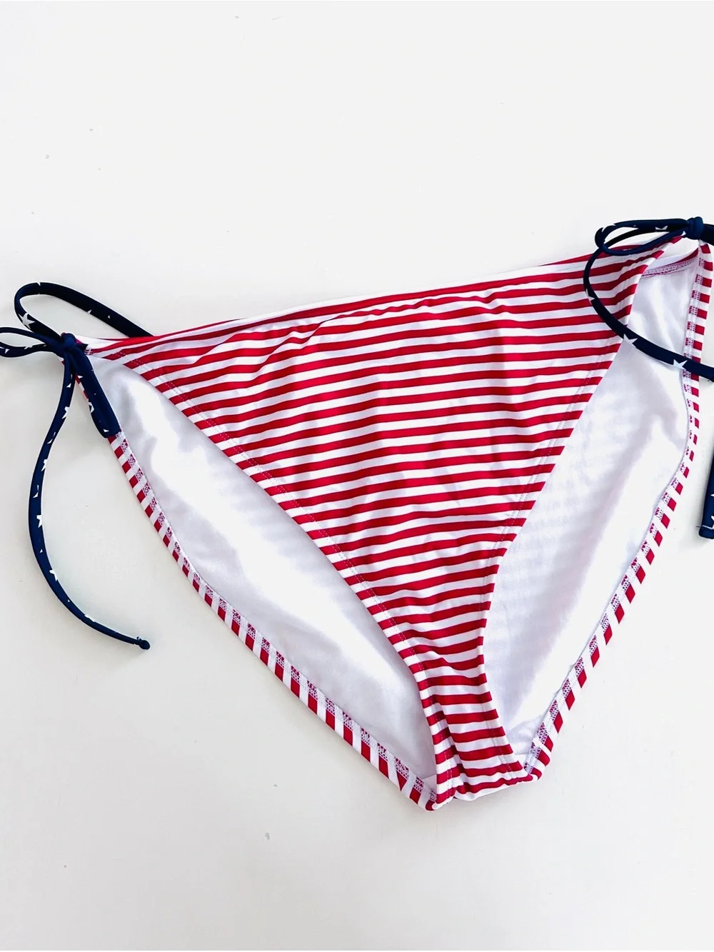 Patriotic Red White & Blue Stripe Tie Side Bikini Bottoms | 2X | NWOT - Picture 3 of 7